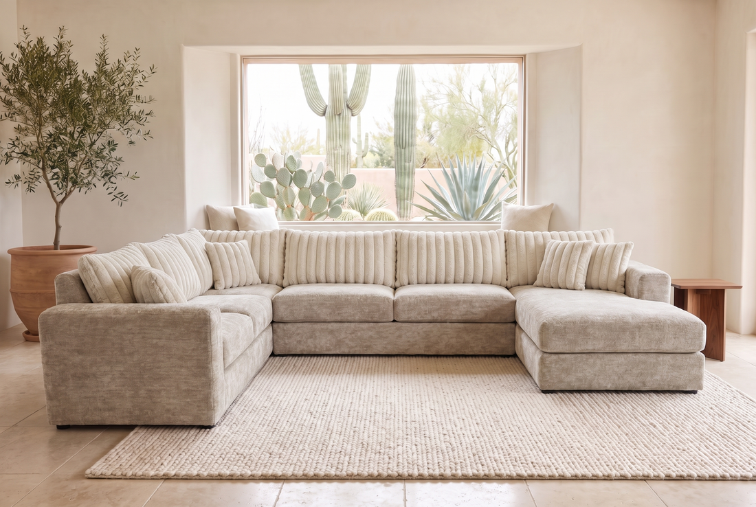 Luna sectional in Two-Tone Bone / Cream, styled in a Phoenix living room