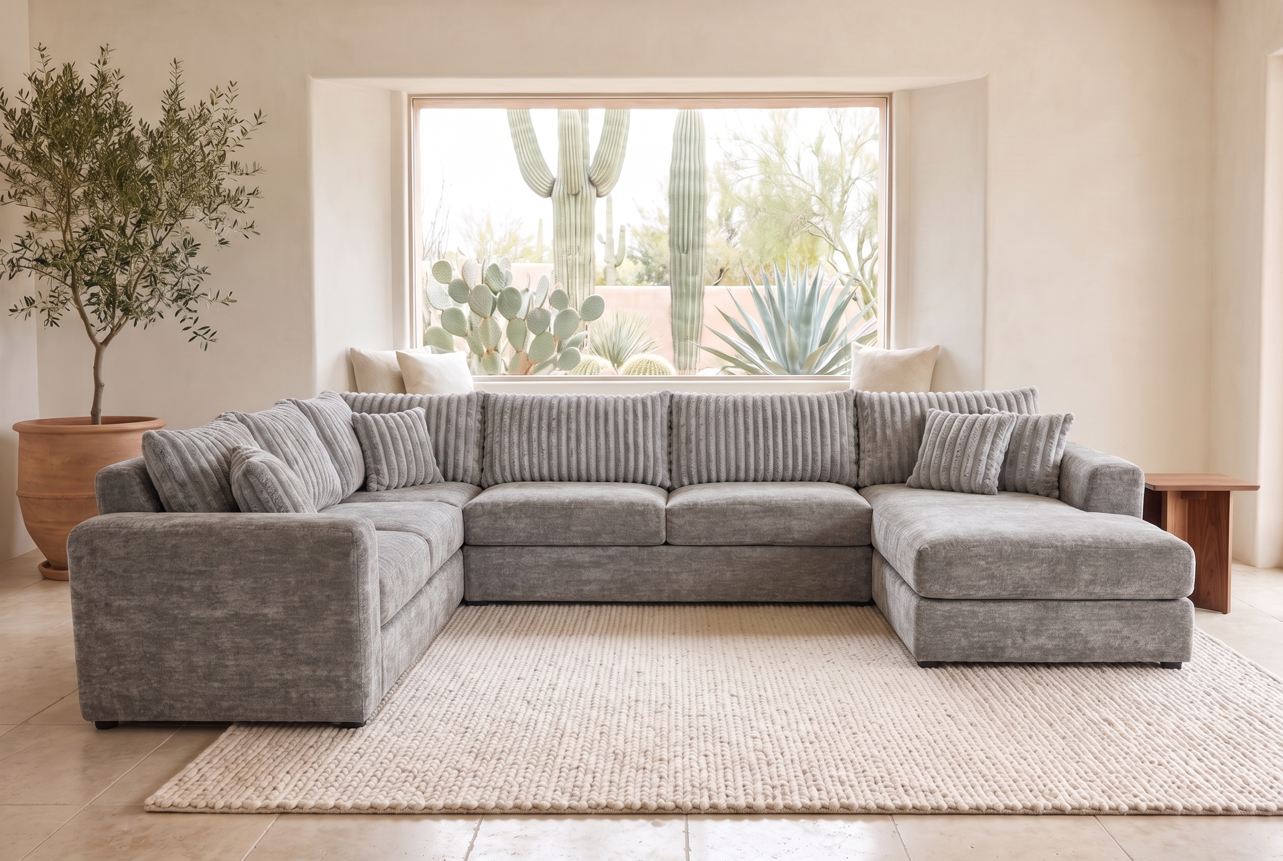 Luna sectional in Two-Tone Fog / Grey, styled in a Phoenix living room