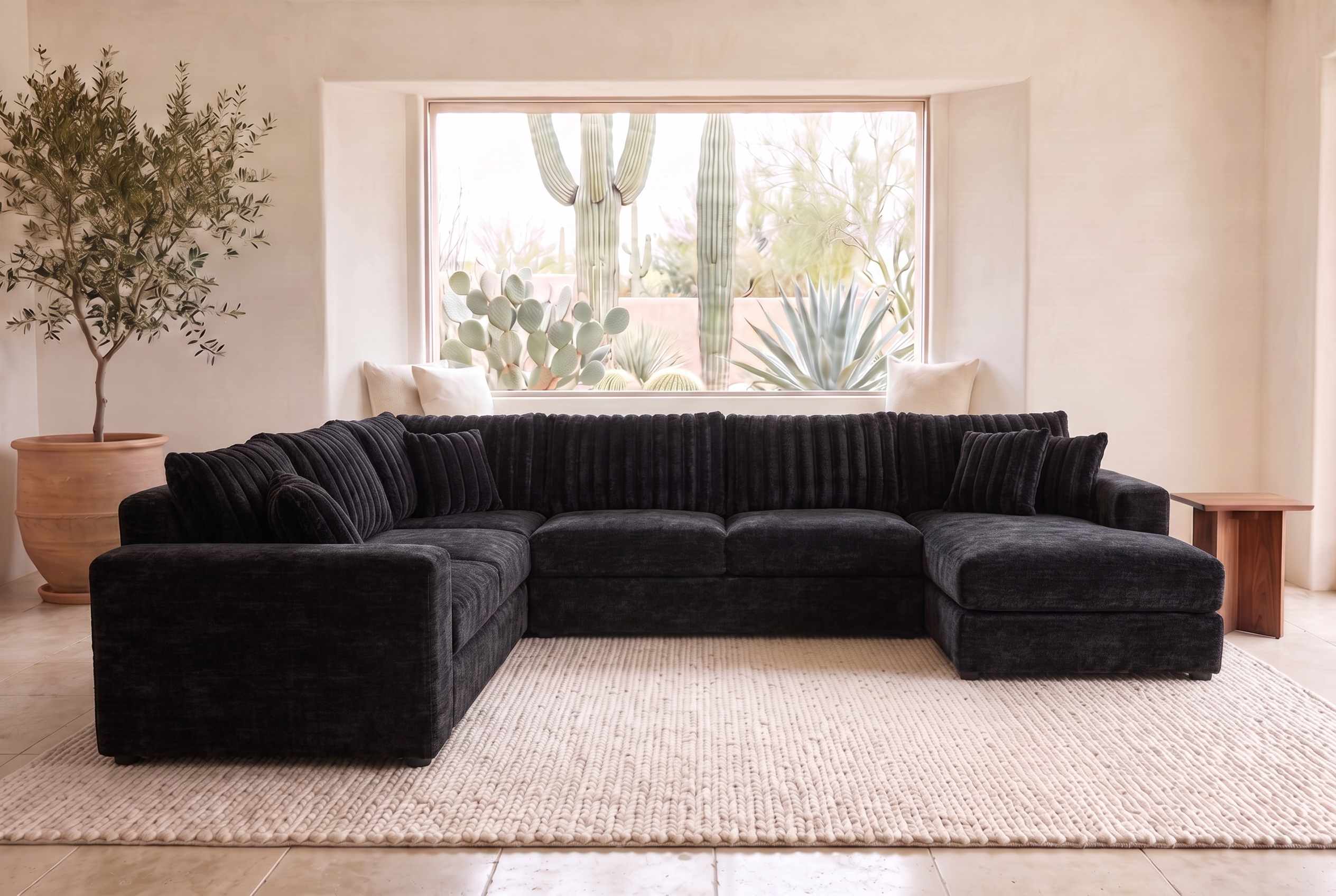 Luna Grande sectional in Two-Tone Black, styled in a Phoenix living room