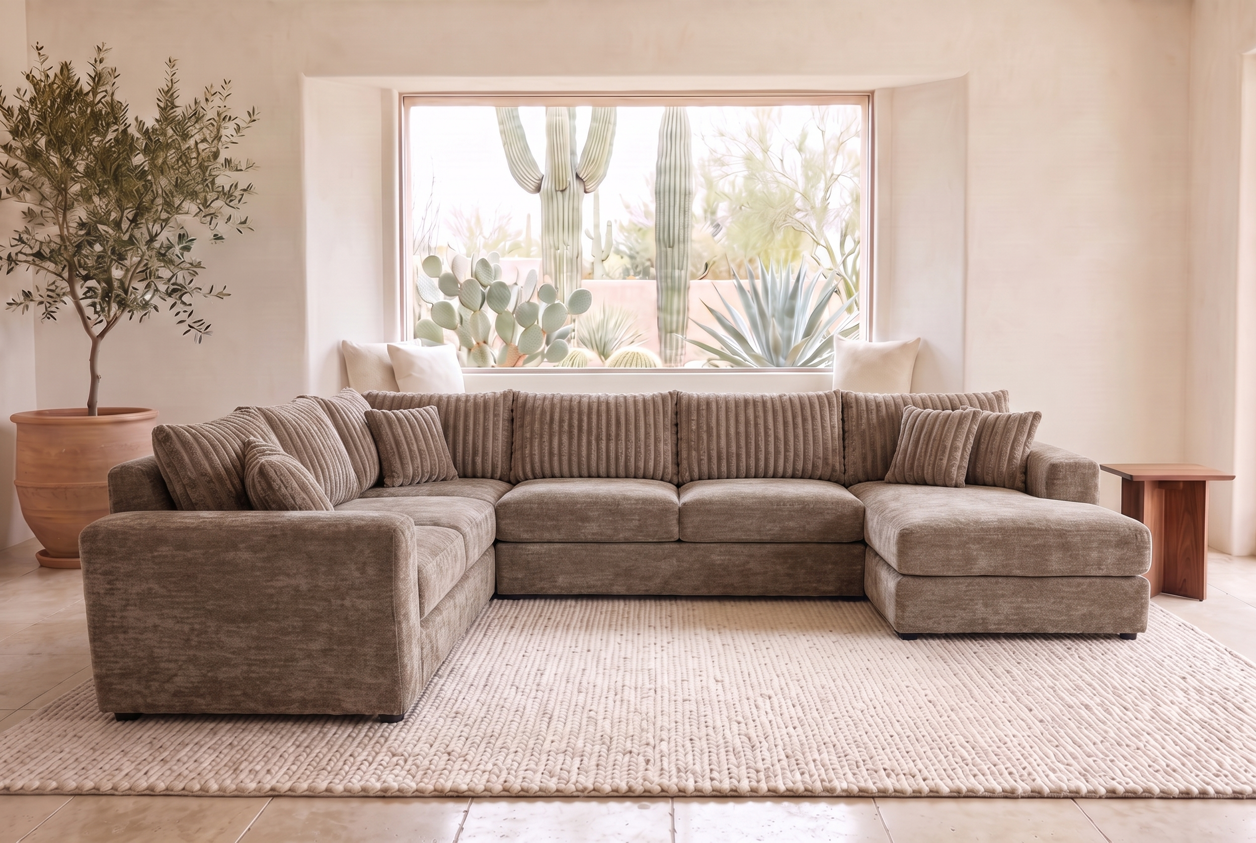 Luna Grande sectional in Two-Tone Doe / Cocoa, styled in a Phoenix living room