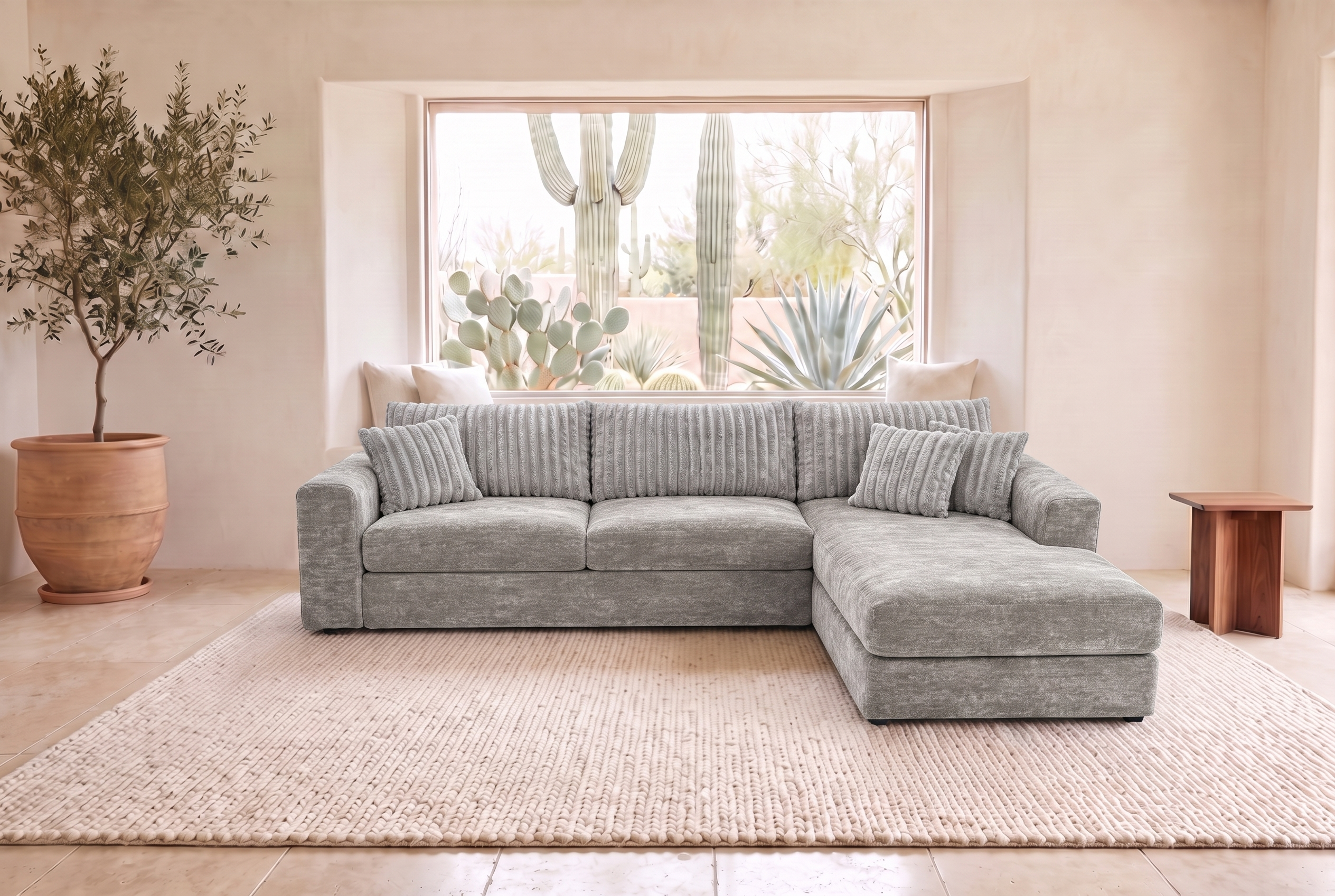 Luna Duo sectional in Two-Tone Fog / Grey, styled in a Phoenix living room