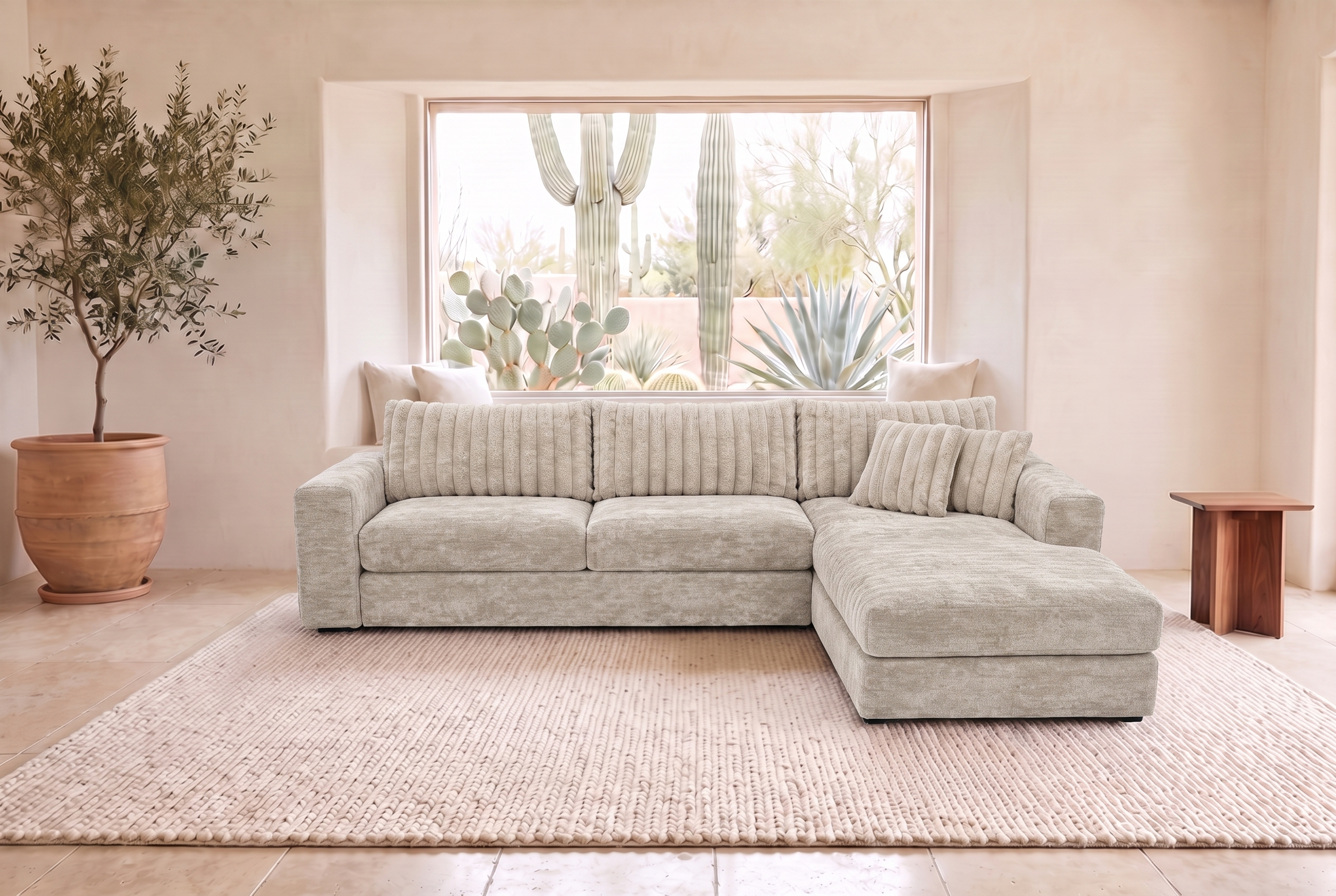 Luna Duo sectional in Two-Tone Bone / Cream, styled in a Phoenix living room