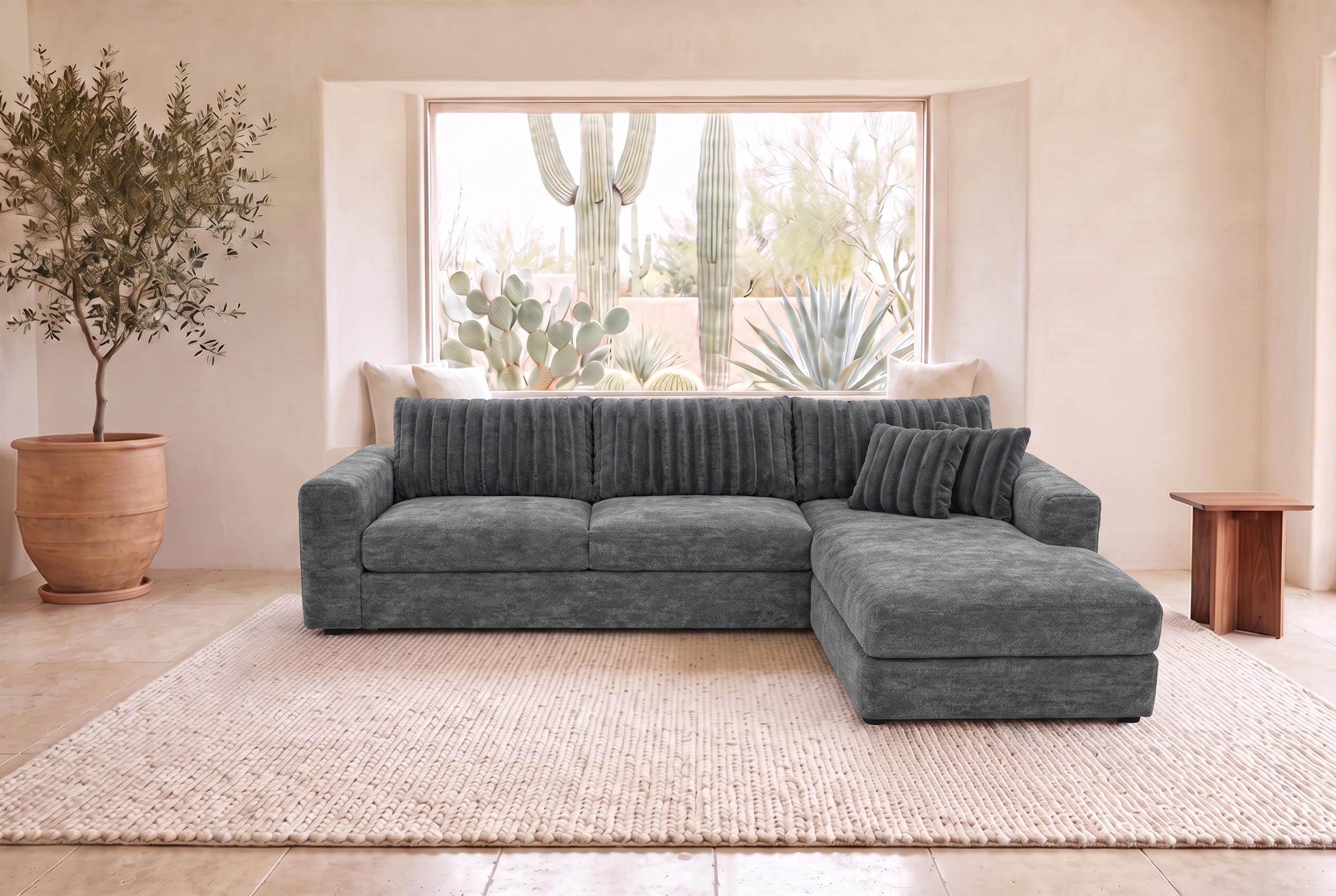 Luna Duo sectional in Two-Tone Storm / Gunmetal, styled in a Phoenix living room
