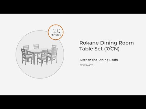Rokane - Juego de mesa de comedor (7 piezas) - Marrón