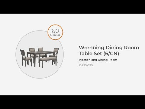 Wrenning - Juego de mesa de comedor (juego de 6) - Gris
